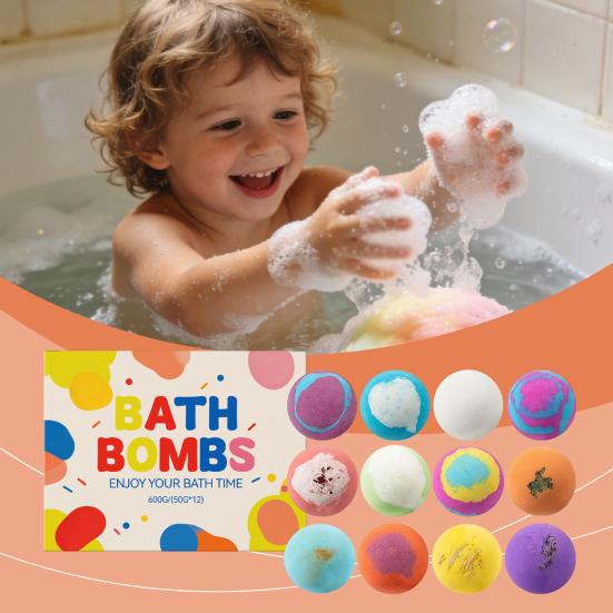 12Pcs Bath Bombs Set with Toy Fizzy Spa Ball for Kids Adults Moisturizing Skin-Softening Portable Travel Relaxation Kit for Beach Pool Home