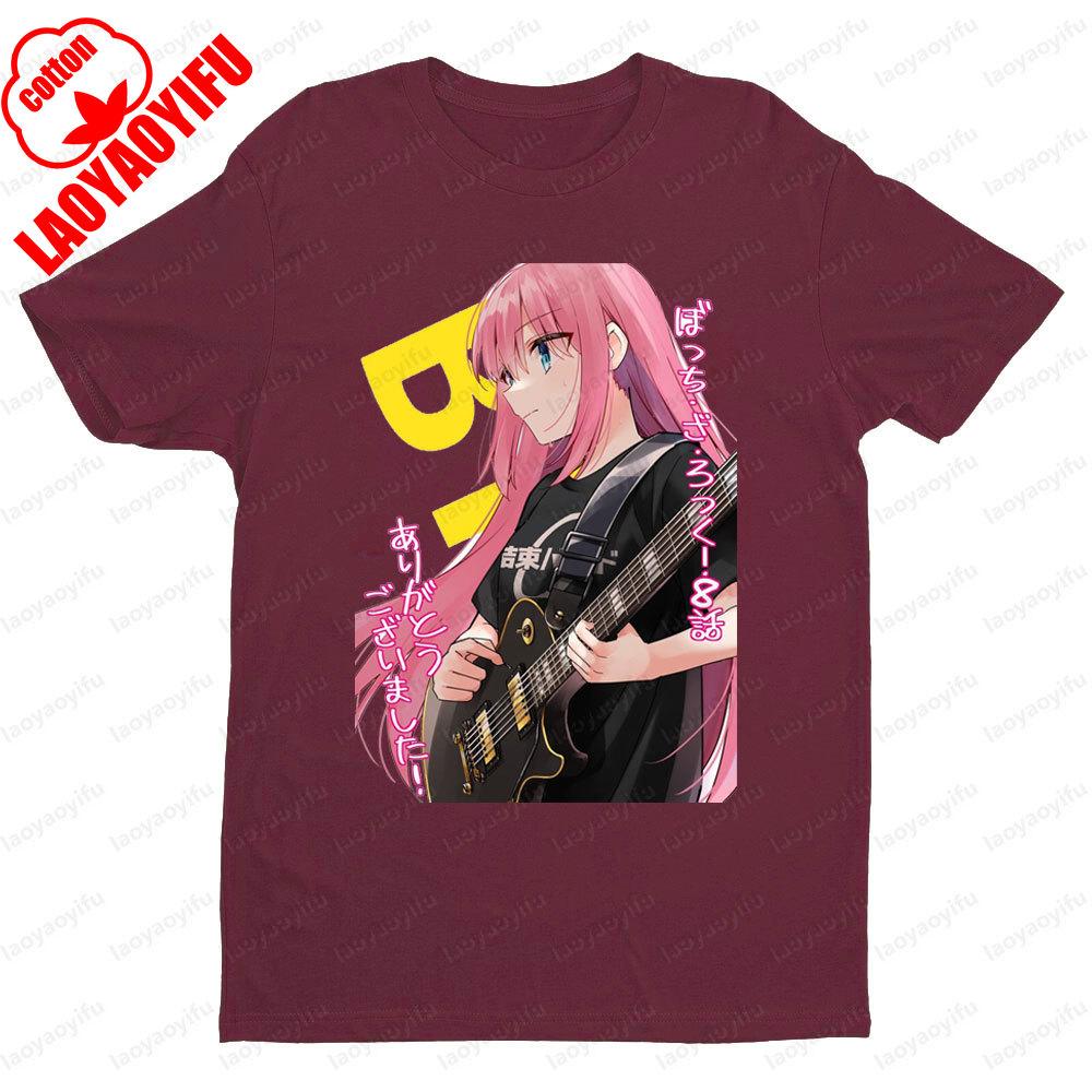 BOCCHI THE ROCK Theme Series Short Sleeve Men Women Universal Fashion Casual Crewneck Tshirt Summer Daily Life Cotton Tee Tops