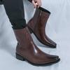 Men's European & American Pointed Toe Side Zipper Short Martin Boots, Large Size, Autumn/Winter 2025 Collection