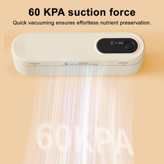 Automatic Vacuum Sealer Machine 60kPa Strong Suction 3 Modes Adjustable Easy to Use Cordless Rechargeable Food Sealer