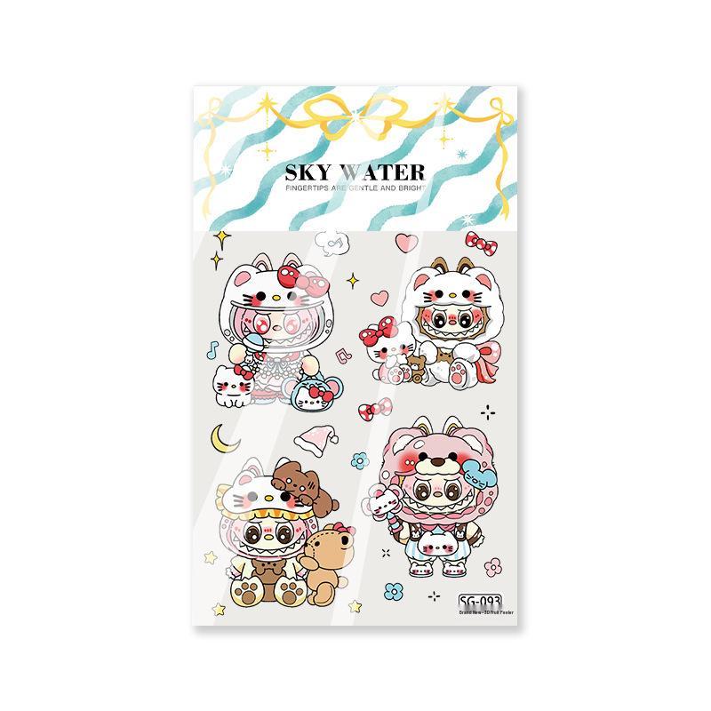 SKY 6D Cartoon Kitty Headgear Labubu Phone & Cup Decoration Sticker