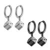 Dice Square Statement Funny Cool Punk Stainless Steel Black Piercing Hoop Earring for Man Woman Jewelry 2025 Trend New In Decor