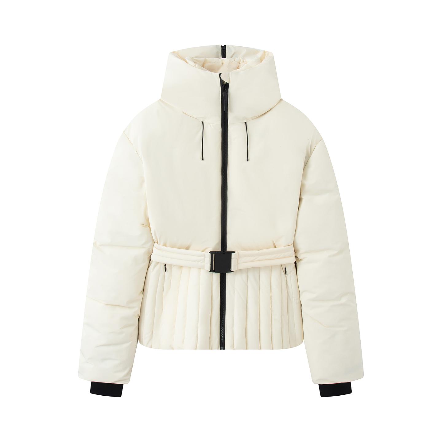 Women`s Elegant Hooded Zipper Burgundy Skiing
