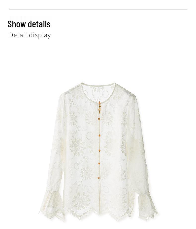 Frühlingsneues Stickerei-Jacquard-Trompetenärmelkleid - Chinesischer Stil mit französischer Eleganz