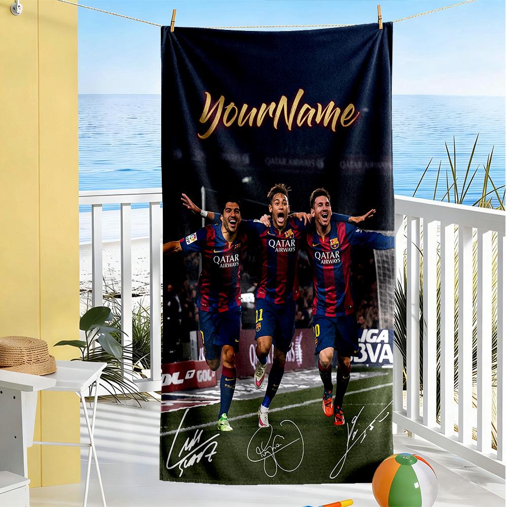Messi Personalized Text Beach Towel Super Soft Microfiber Quickdry Fabric Portable for SwimmingBeachCamping Travel Beach AccessoriesGym