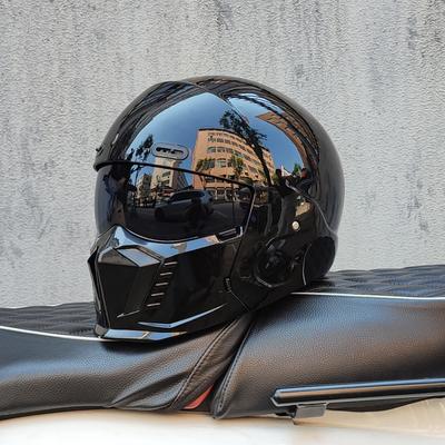 Căști de motocicletă ORZ Cască integrală deschisă 3/4 pentru bărbați Vizieră dublă cu protecție solară internă colorată Omologat DOT