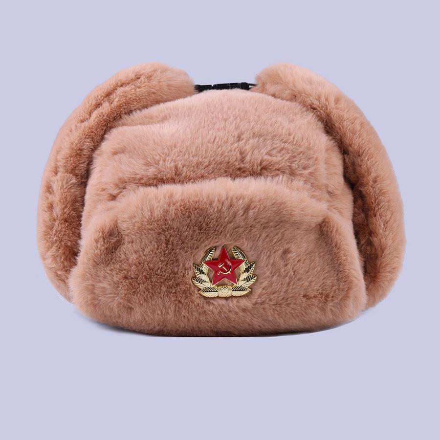 Fashion Wild Winter Warm Hat Soviet Badge Lei Feng Hat Windproof Waterproof Men and Women Outdoor Hat Thick Earmuffs Warm Hats