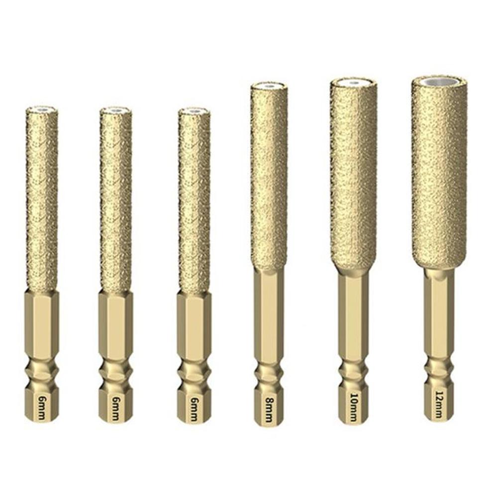 6pcs 6-12mm Hexagonal Shank Core Drill Bit Brazed Diamond Drill Bit For Tile Marble Granite Concrete Dry Drilling Hole Opener