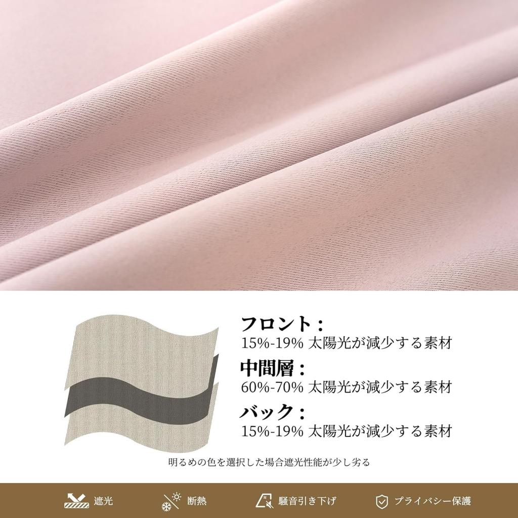 YeYeZhen Blackout Curtains, 1st Grade Light Blocking, Set of 2, Black Lining, Heat Insulation, Cold Protection, Soundproofing, Energy Saving, Thick, P