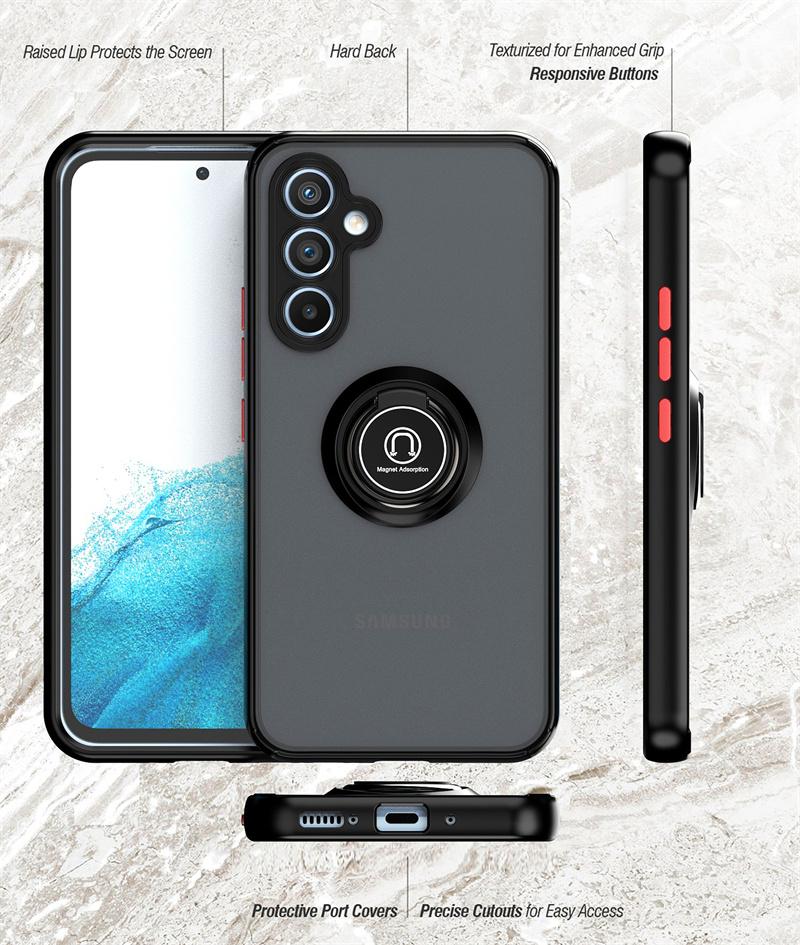 Custodia Armatura Antiurto Opaca in PC Per Samsung Galaxy A06 A16 A26 A36 A56 A15 A25 A35 A55 A54 A53 A52 5G Cover con Anello Magnetico