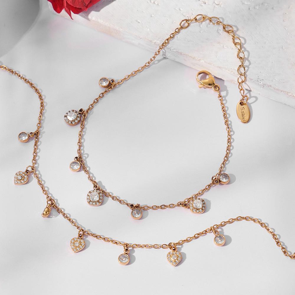 European & American Fashion DIY Multi-Accessory Set: Small 8-Shaped Flower with Full Rhinestones & 5A Zircon Necklace and Bracelet Combination