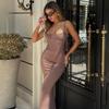 Autumn Hot-selling New Sexy Temperament Suspender Backless Slim Splicing Dress Long Dress