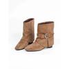 Inner heightening short boots women are not tired of feet autumn and winter new belt buckle suede high heel fashion trouser boots
