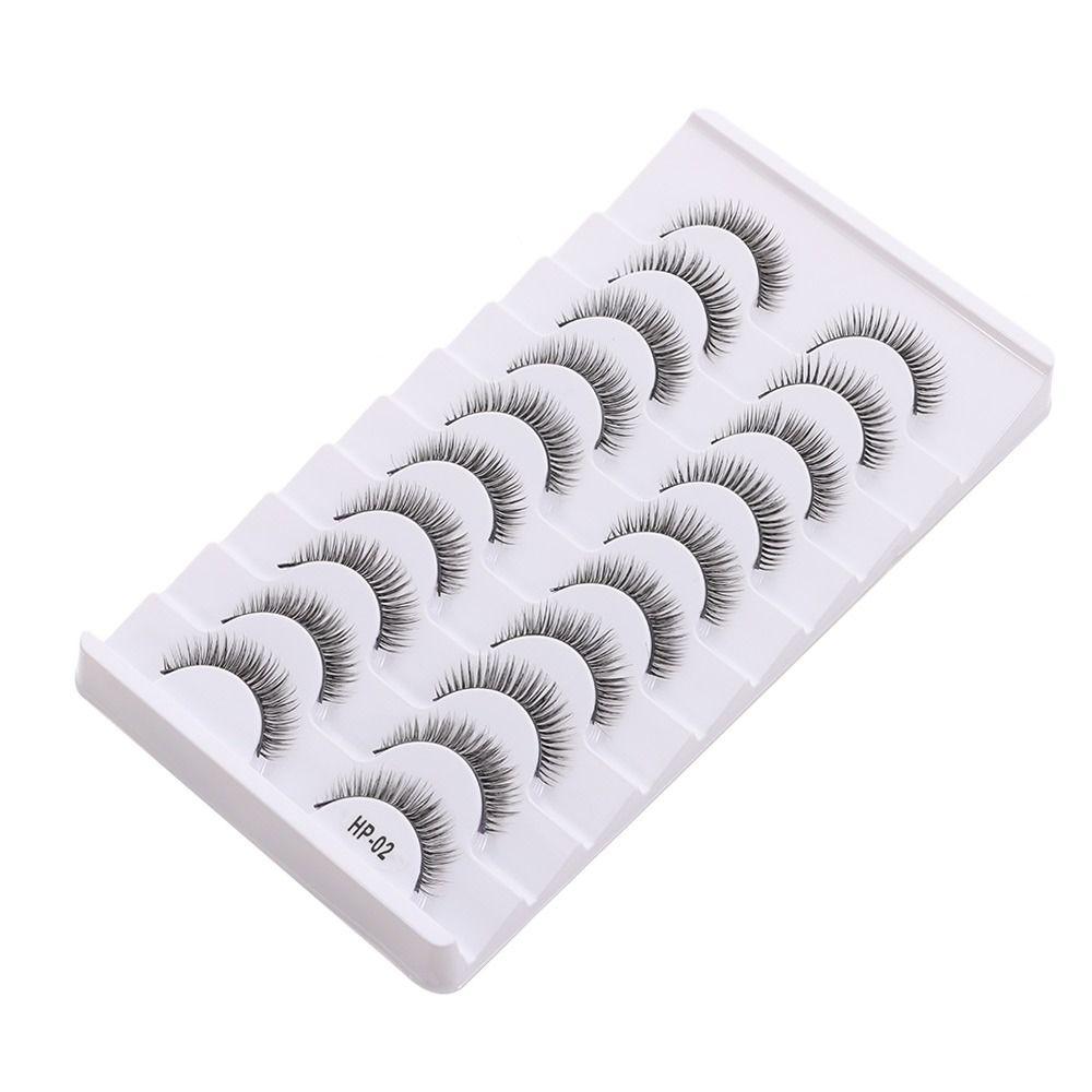 10 Pairs Natural Long 3D Mink Eyelashes Black Stem Fake Lashes False Eyelashes  Eyelash Extension