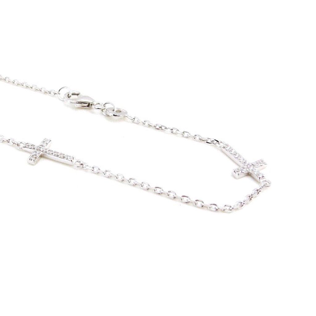 Les Trésors De Lily [I9800] - Silver Bracelet 'Cross' Silver White (rhodium-plated) - 12x8 Mm