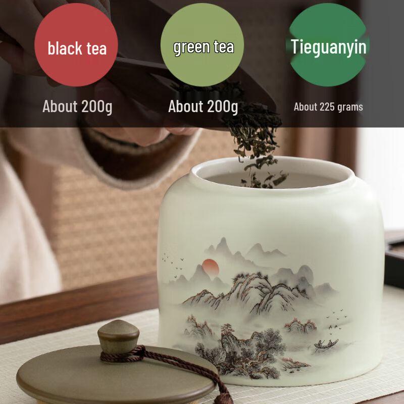 Nierxin Chinese Retro Porcelain Tea Caddy
