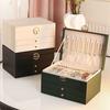 Yousheng Faux Leather Jewelry Box Three Layers Large Capacity Jewelry Display Holder Multi-functional Earrings Necklace Bracelet Ring Organizer
