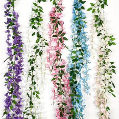 Flores de Glicinia Simuladas, Enredaderas de Decoración para Bodas, Enredaderas de Techo para Interiores, Flores Violetas, Decoraciones para Patios y Fiestas al Aire Libre