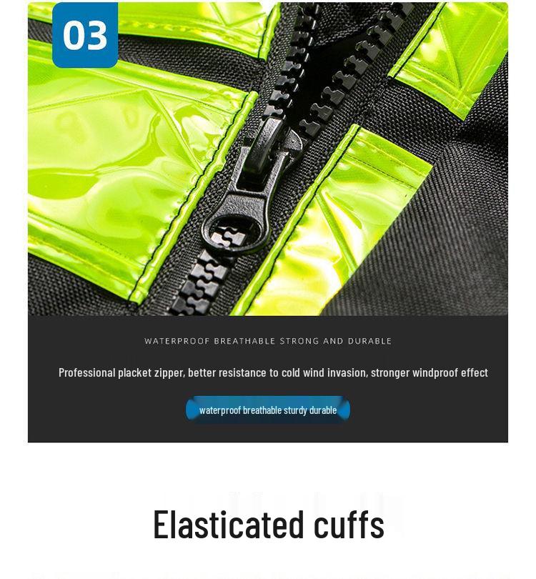 Reflective Rainproof Winter Coat with Thick Inner Liner for Traffic Duty and Cold Protection