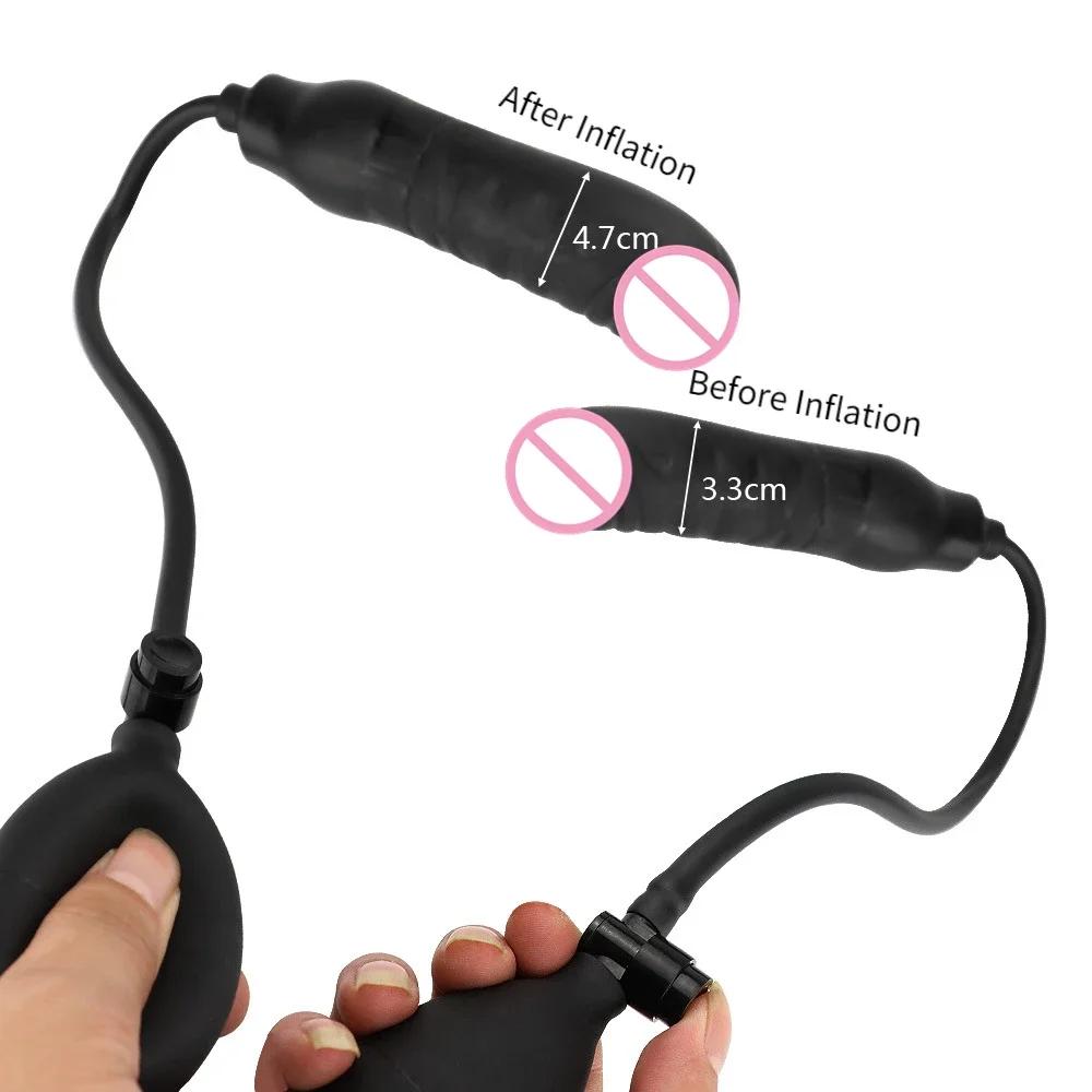 Inflatable Anal Plug Sex Toys for Women Men Silicone Double Anal Balls Butt Plug Expand Trainer Anal Dilator Dildo Adult Sex Toy