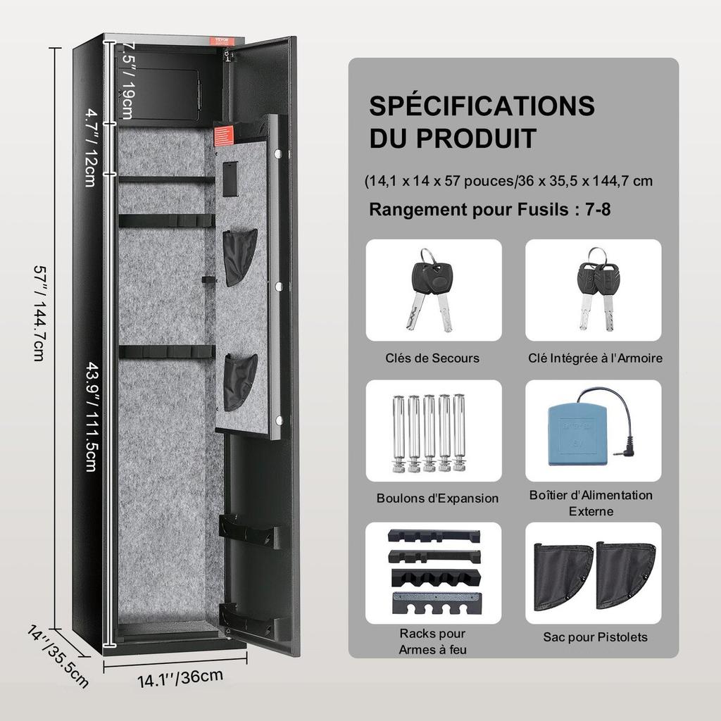 Gun Safe Rifle Safe with Digital Keypad & Lock 5 Rifles Storage Cabinet
