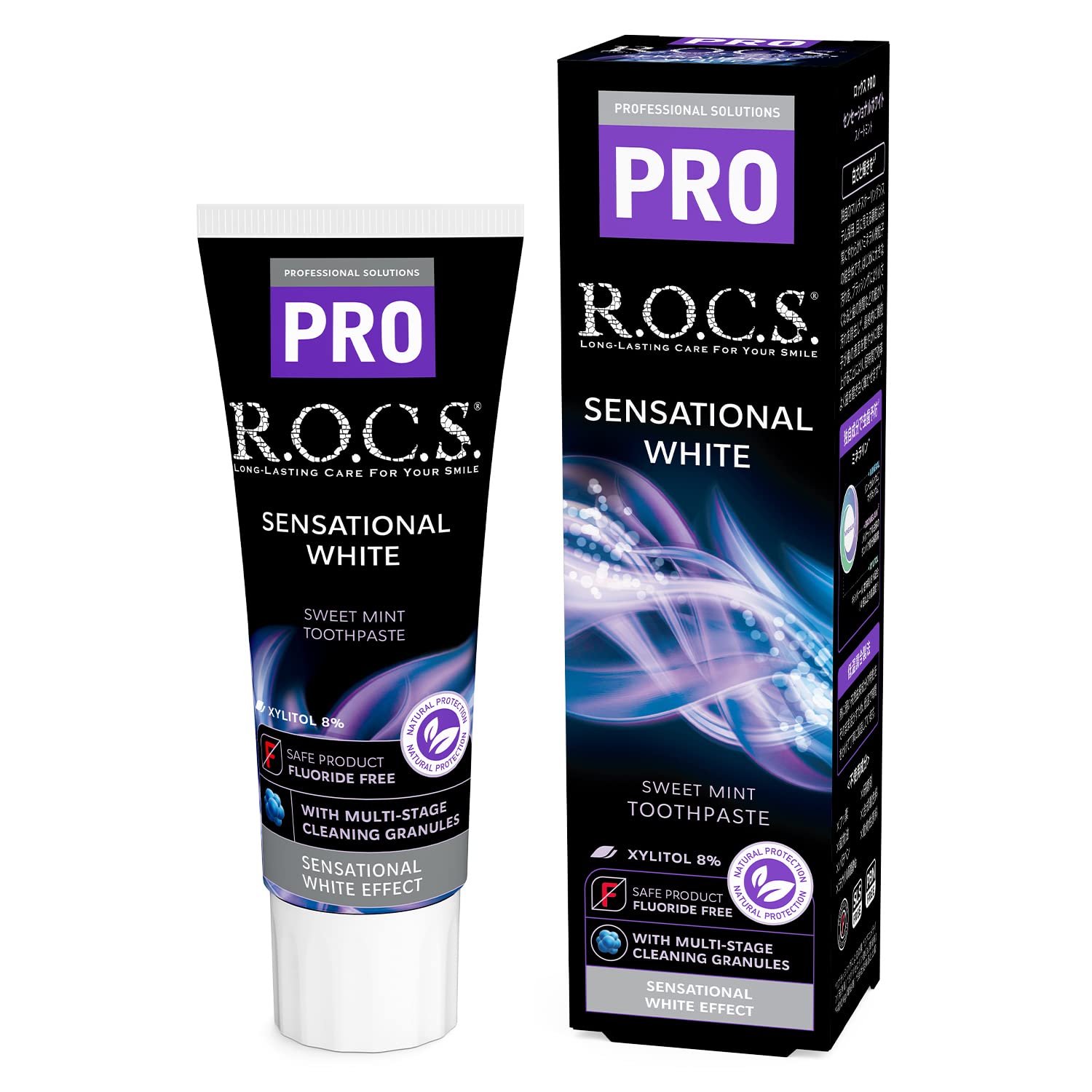 

М яка відбілююча зубна паста Rocks PRO Sensational White з ензимом ROCS 94 г. [з гранулами]