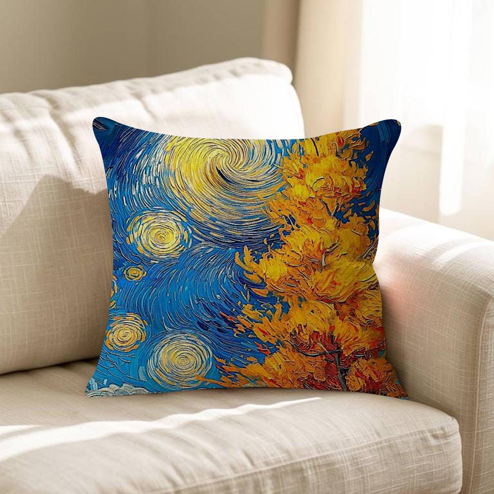 Vincent Van Gogh Oil INS Office Cushion Pillowcase Car Cushion Cover45X45CM Lumbar Pillowcase Sofa Pillowcover