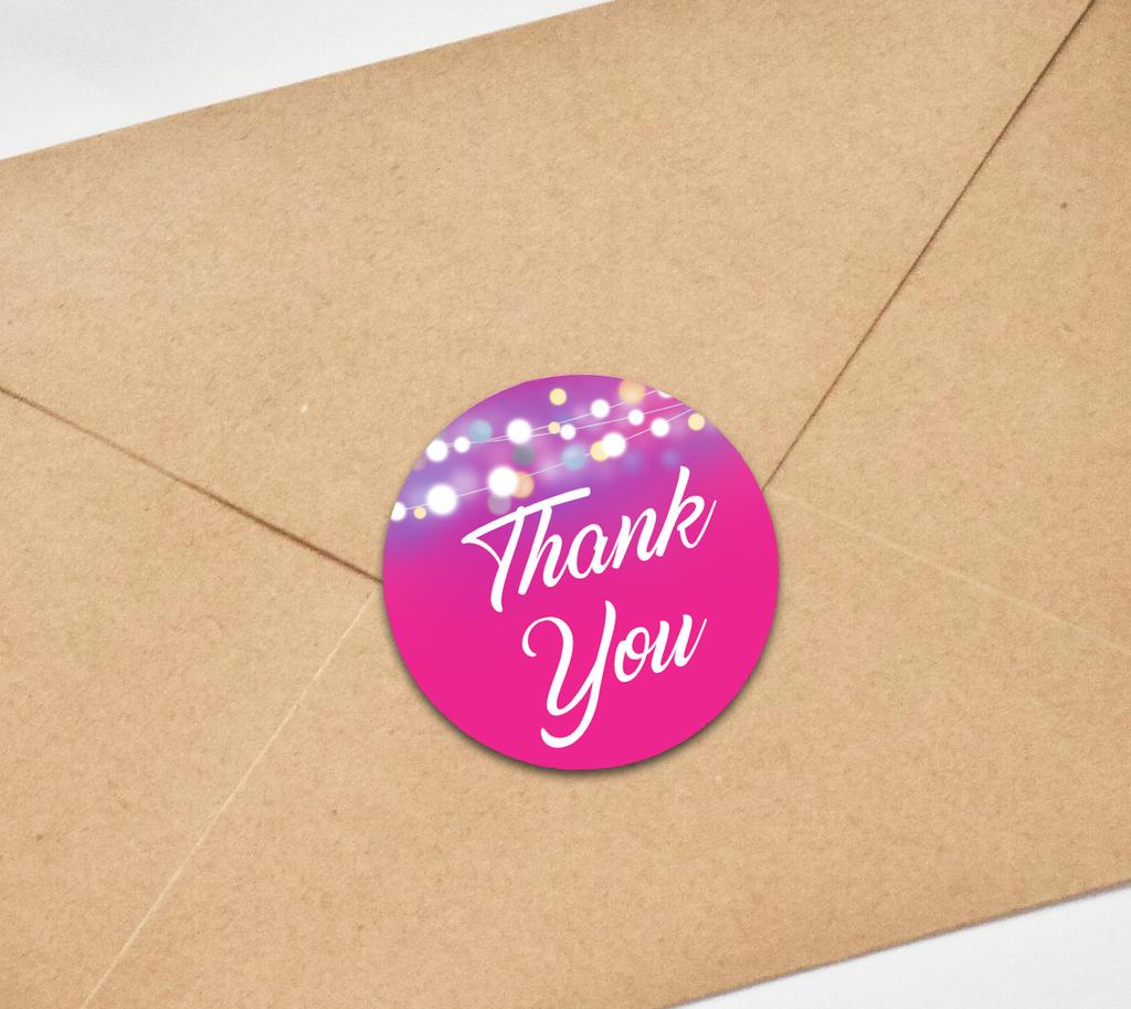 Darling Souvenir 45 Pcs Round String Lights Thank You Fuschia Pink Stickers DIY Envelope Seals-1.6