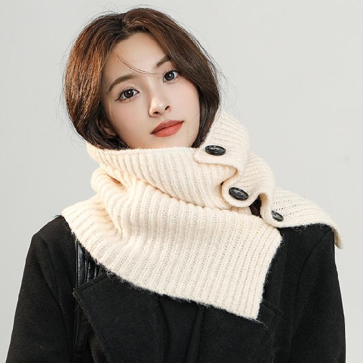 Buttoned Knitted Neck Scarf Neck Wrap for Winter Warmth Trendy Neck Gaiter Shoulder Wrap Neck Shawl for Women Travel