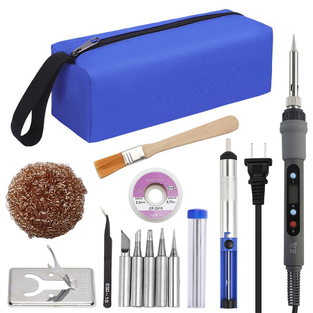 80W Soldering Iron LCD Digital Display Temperature Adjustable 220V EU Electric Solder Iron Set Welding Rework Station Repair Kit