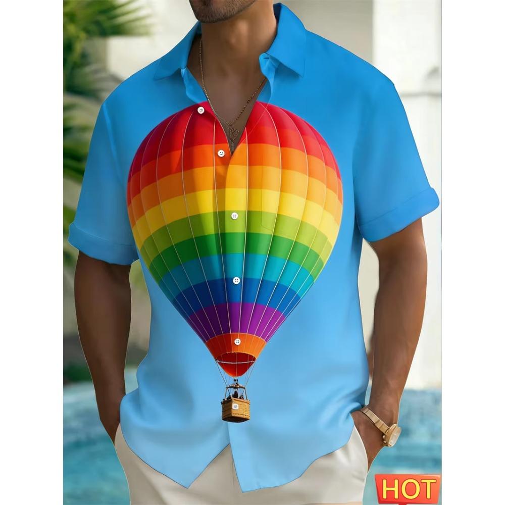 Rainbow Graphic Men's Hawaiian Shirt 3D Print Casual Short Sleeve Button Down Summer New Men Women Harajuku Colorful Shirt Tops