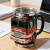 Portable Insulated Fire Truck Shape Coffee Cup with Detailed Design Drinking Cup Suitable for Gift Givings or Individual