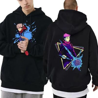 Anime Jujutsu Kaisen Print Hoodie Itadori Yuji Graphic Sweatshirt Unisex Women Oversized Style Hoodies Unisex Long Sleeve Streetwear