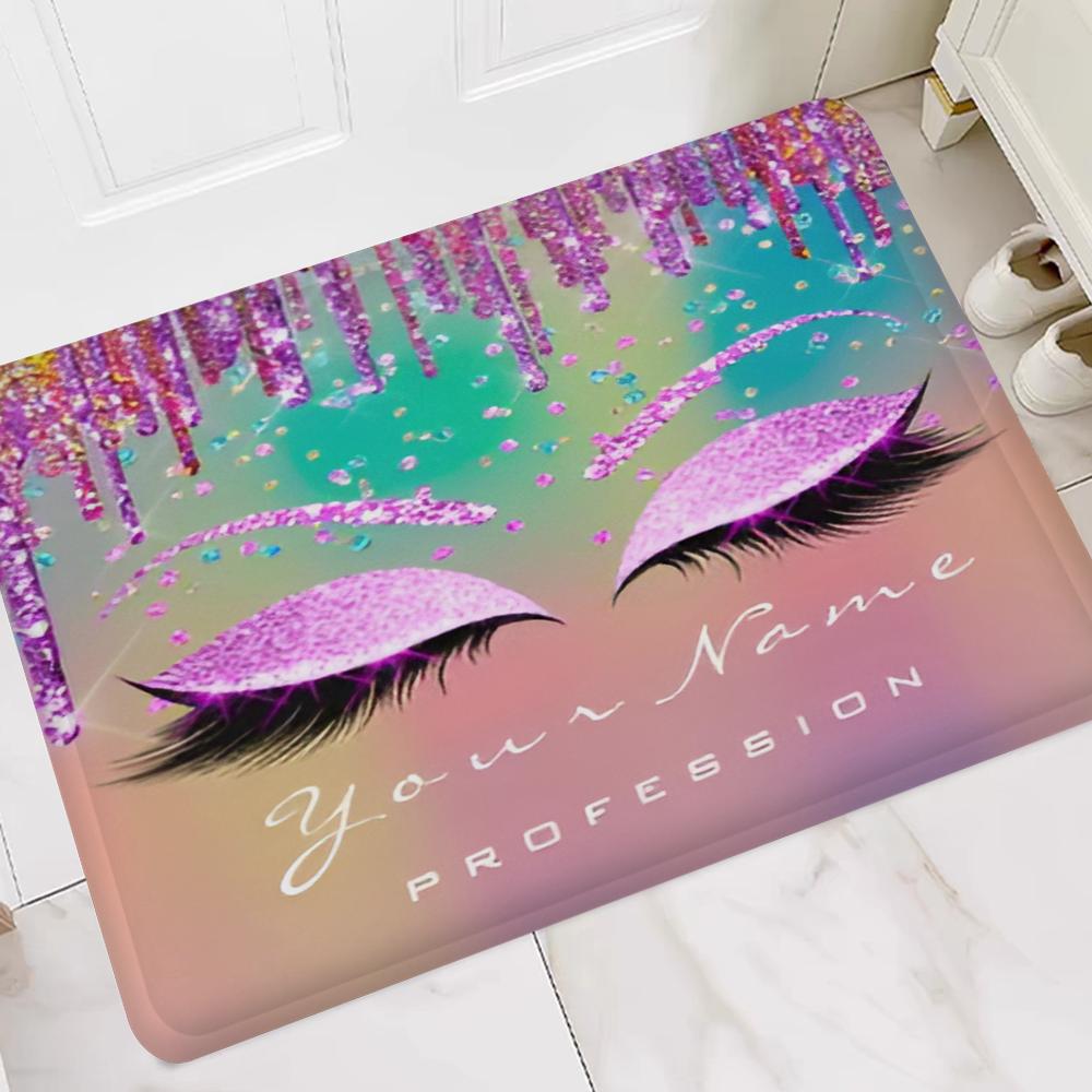 Rose Golden Glitter Eyelash Hallway Carpet Washable NonSlip Living Room Sofa Chairs Area Mat Kitchen Doormat Area Rug