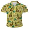 Modisches Herren-Freizeit-Kurzarmhemd mit tropischem Fruchtmuster, 3D-Druck für Sommer, Outdoor, Strand
