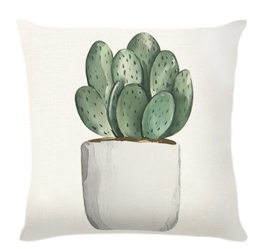 Cactus Plant Print Home Decor Pillowcase Bedroom Living Room Sofa Decoration Polyester Cushion Cover With Zipper
