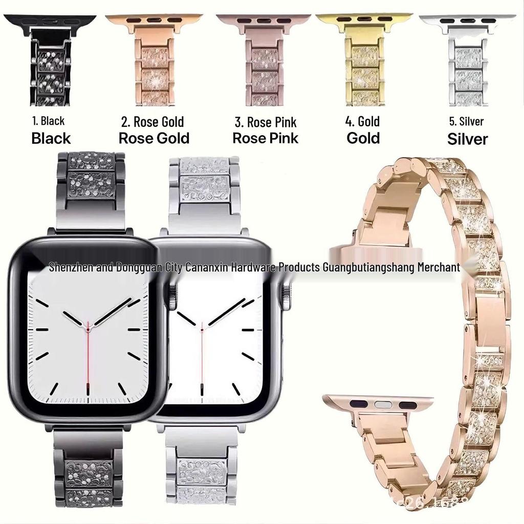 Diamond-Set Small Waist Watch Band for Apple S10, iWatch 7, Apple Watch 8