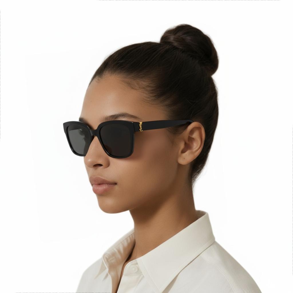 Saint Laurent Logo Decorated Square Sunglasses Women sunglasses Black 543513Y99011002