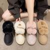 Snow Boots Women's 2025 Autumn and Winter New Thick-soled Hairball Cute One-pedal Velvet Warm Short Cotton Boots Women