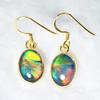 18K Gold Plated 27.75Ct Natural Multicolor Opal CERTIFIED Oval Gem Earring Pair MY. ER-46-NS
