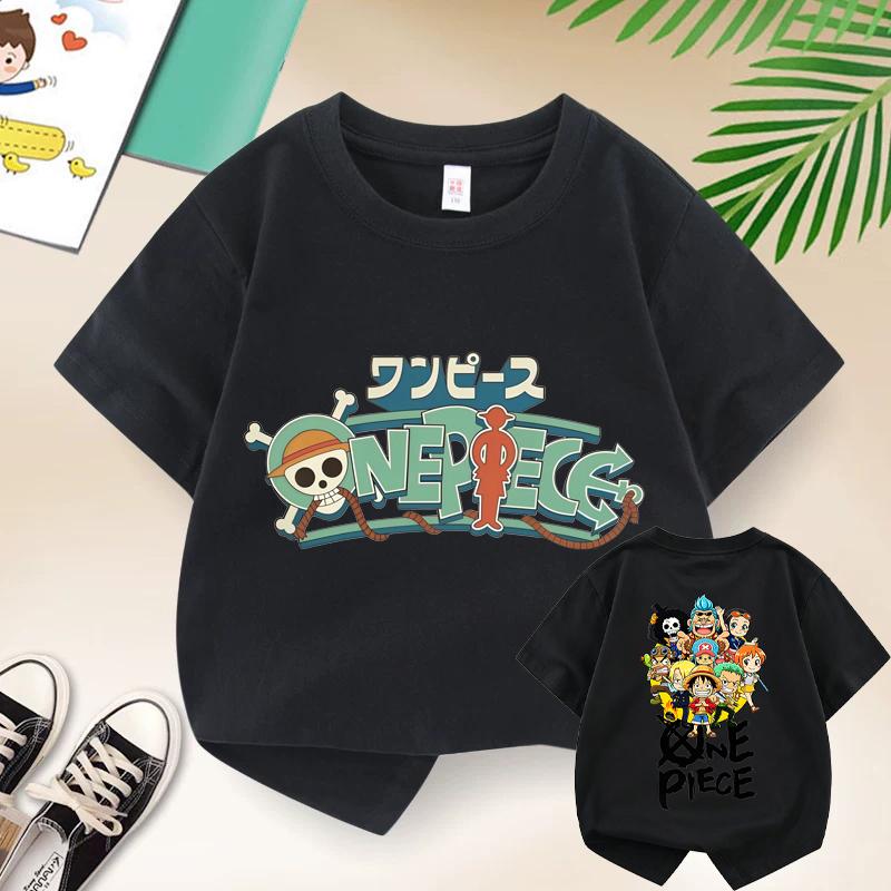 Summer Kids TShirt One Piece AnimeThemed Pure Cotton Printed Tee Cute Casual Style for BoysGirlsPerfect ForGiftingandTravel