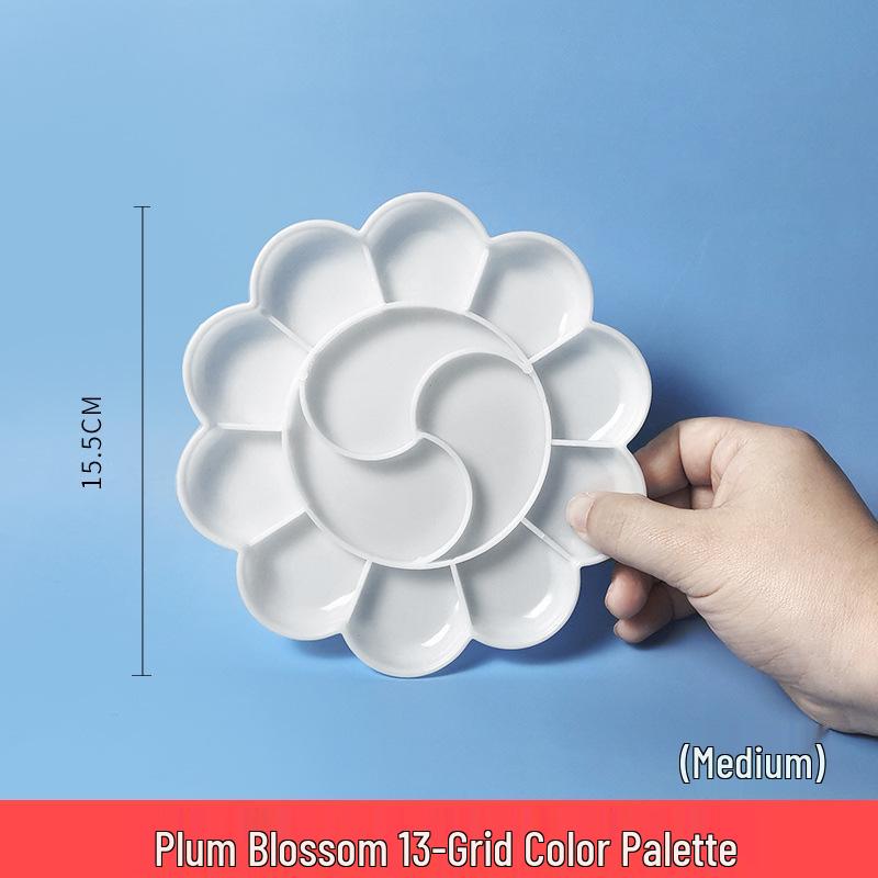 Plum Blossom-Shaped Watercolor Palette for Gouache, Chinese Painting, Acrylic, and Children's Art