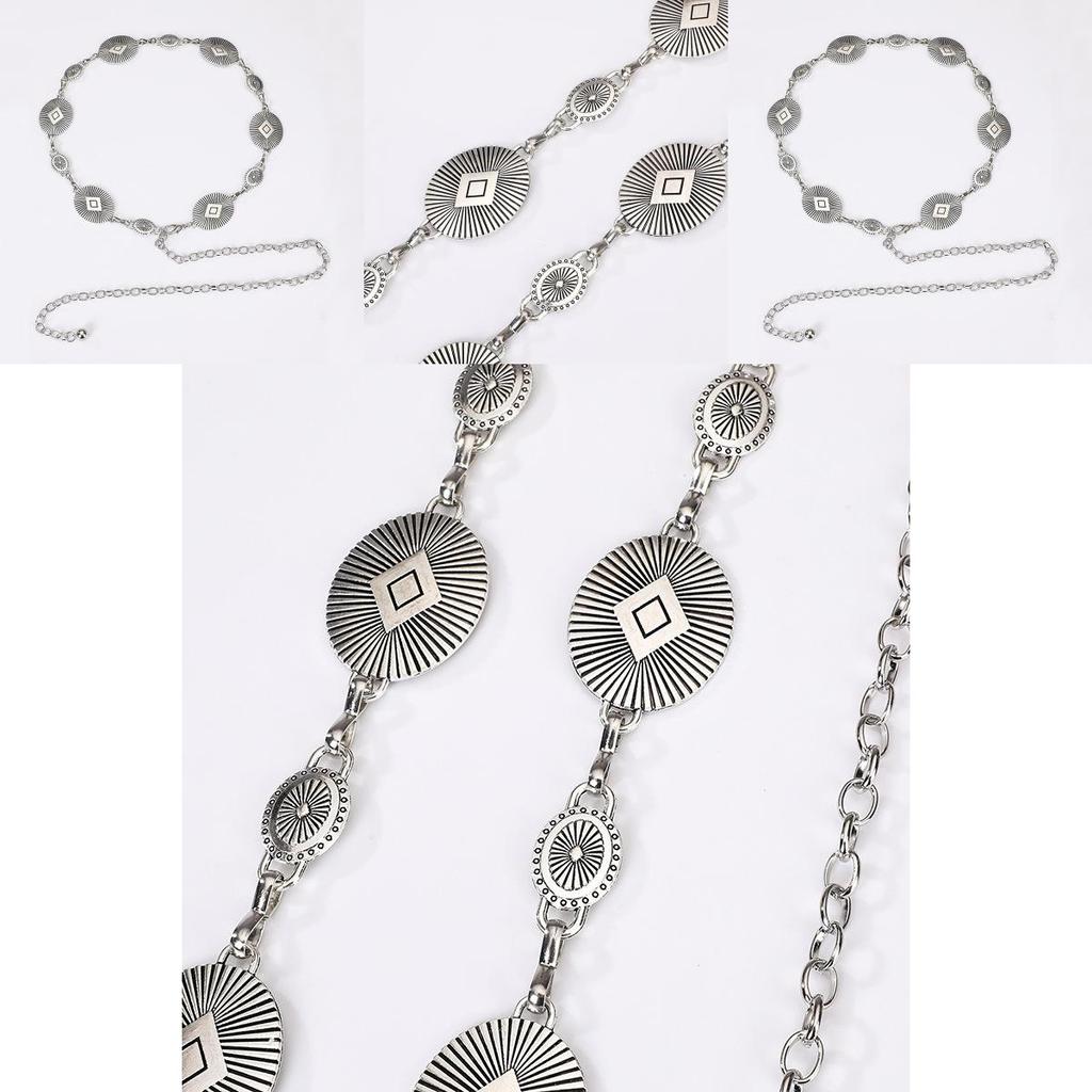 Ladies Metal Waist Chain With Retro Carved Buckle For Everyday Fashion