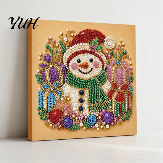 Christmas Craft Supplies for Beginners Faux Pearl Art Kit, DIY Santa Tree Painting Creative Home Decorations 3D Holiday Wall Decor Kit Adults,