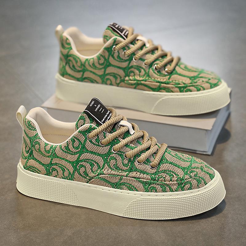 Plátěné boty nízké léto nové niche nízké potištěné boardové boty platforma sportovní a volnočasové trendy boty