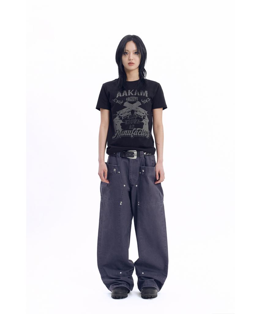 AAKAM Walt Panel Cotton Pants (Navy)