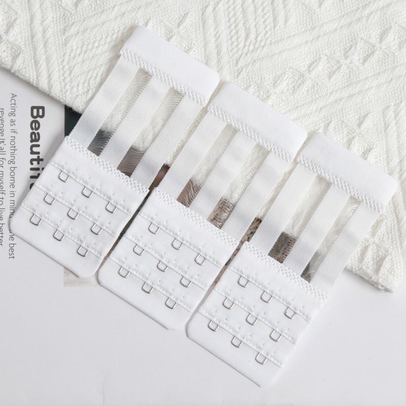 

3 Pieces 3 Rows with 3 Hook Extension Straps Comfortable Adjustable Bra Band Women Lingerie Underwear Bra Extender Accessories білий