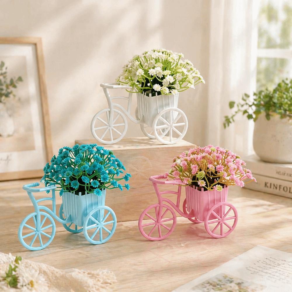Country tyle Mini Bicycle Ornaments Miniature Garden Artificial Green Plants Wedding Decor