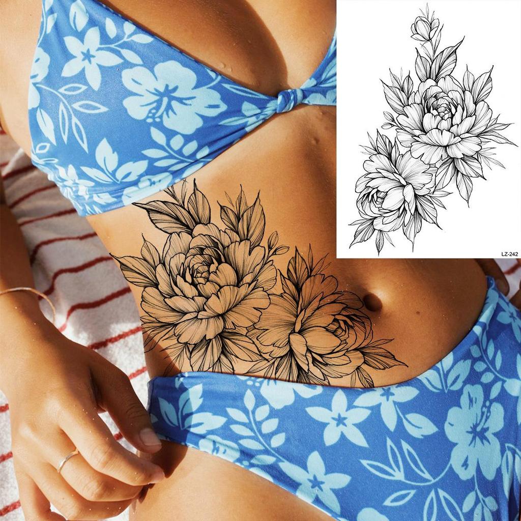 Hochwertige temporäre Rosen-Tattoos für Arm und Wade – Europäischer & Amerikanischer Stil