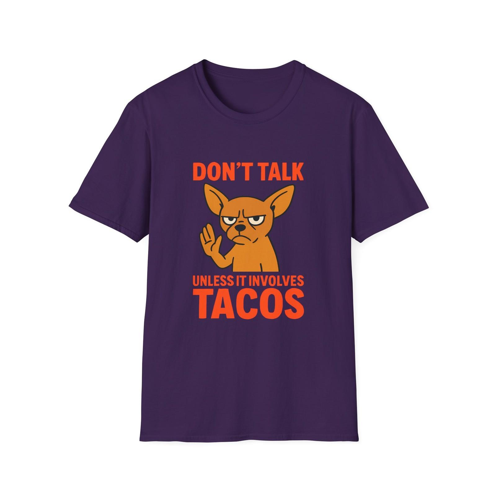 Unisex Softstyle T-Shirt Mens Womens Tees Top Grumpy Taco Chihuahua Cartoon Humor Silencing Paw Shirt 4XL